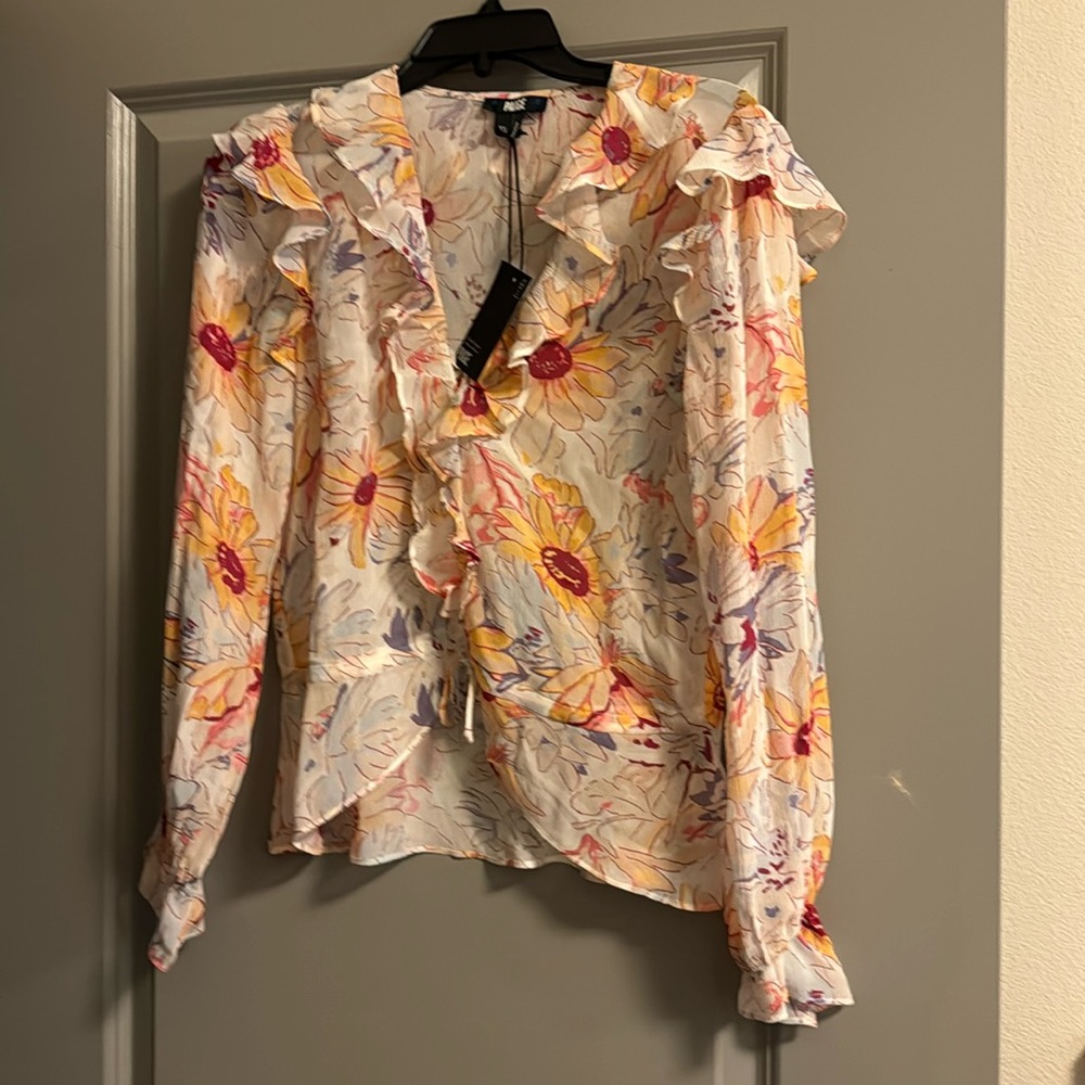 Sweet little sheer,floral silk blouse by Paige. Never worn.